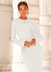 PRETTYGARDEN Sweater Dresses for Women Fall Bell Long Sleeve Crew Neck Bodycon Maxi Dress Winter Ribbed Knit Outfits