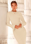 PRETTYGARDEN Sweater Dresses for Women Fall Bell Long Sleeve Crew Neck Bodycon Maxi Dress Winter Ribbed Knit Outfits