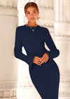 PRETTYGARDEN Sweater Dresses for Women Fall Bell Long Sleeve Crew Neck Bodycon Maxi Dress Winter Ribbed Knit Outfits