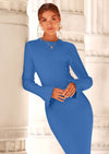 PRETTYGARDEN Sweater Dresses for Women Fall Bell Long Sleeve Crew Neck Bodycon Maxi Dress Winter Ribbed Knit Outfits