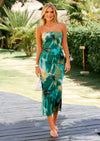 PRETTYGARDEN Women's Maxi Bodycon Dresses Strapless Tube Top Slit Floral Printed Party Club Long Dress