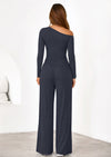 PRETTYGARDEN Casual Two Piece Sets for Women Fall Outfits Asymmetrical Off Shoulder Tops Wide Leg Pants Knit Lounge Set