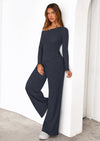 PRETTYGARDEN Casual Two Piece Sets for Women Fall Outfits Asymmetrical Off Shoulder Tops Wide Leg Pants Knit Lounge Set