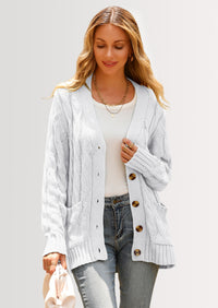 PRETTYGARDEN Women's Open Front Cardigan Sweaters Fall Fashion Button Down Cable Knit Chunky Winter Outerwear Coats