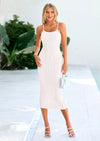PRETTYGARDEN Women's Sleeveless Bodycon Dress Textured Back Slit Sexy Cocktail Party Midi Dresses