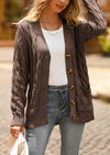Knitted Solid Color Button Down Chunky Outwear Cardigan