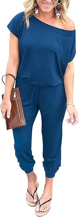 PRETTYGARDEN Dressy Off Shoulder Romper Spring Vacation Travel Lounge Outfits Clothes