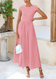 Casual Cap Sleeve Patchwork A Line Flowy Elegant Homecoming Maxi Dress