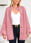 PRETTYGARDEN Women's Winter Button Down Cardigan Sweaters Mock Neck Lantern Long Sleeve Chunky Knit Jacket Trendy Outerwear