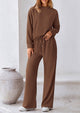 Casual Long Sleeve Pullover Tops and Wide Leg Pants Knitted Two Piece Sets