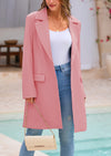PRETTYGARDEN Women's Spring Fall Long Blazer Jackets Long Sleeve Lapel Pockets Loose Fit Work Casual Blazers Outerwear