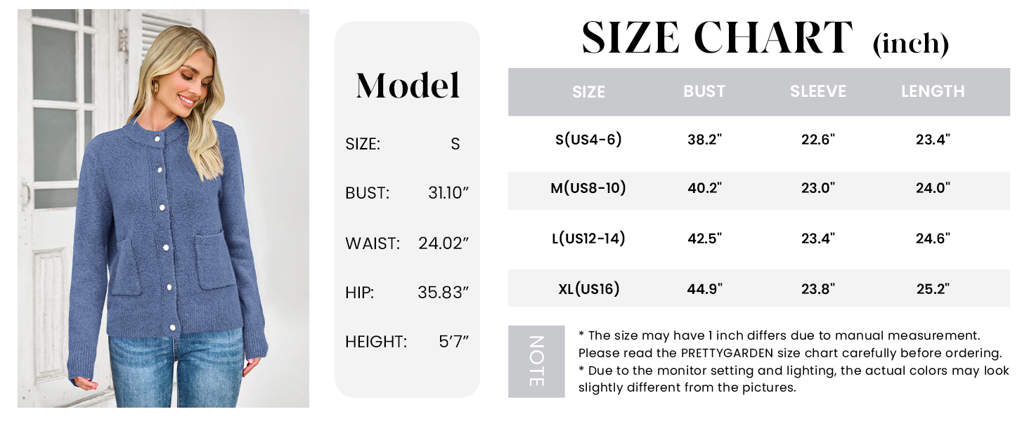 PRETTYGARDEN Women's Knit Cardigan Sweaters Casual Long Sleeve Open Front Button Up Ribbed Fall Spring Sweater Jackets