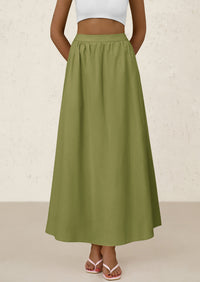 Ruffle High Waisted Casual Long Flowy Maxi Skirts with Pockets