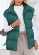 Casual Stand Collar Lightweight Sleeveless Zip Up Padded Coats