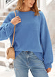 Casual Crew Neck Long Sleeve Pullover Ribbed Knit Loose Fit Sweaters