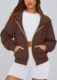 Y2K Zip Up Hoodie Long Sleeve Loose Fit Pockets Casual Sweatshirt