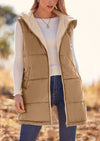PRETTYGARDEN Womens Fall Reversible Vests Sleeveless Fleece Jacket Zip Up Hoodie Pockets Long Warm Winter Coat Outerwear