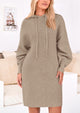 Knit Pullover Long Sleeve Hoodie Sweater Dress