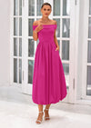 PRETTYGARDEN Womens Summer Off Shoulder Sleeveless Midi Dress Cocktail A Line Flowy Wedding Guest Dresses with Pockets