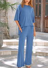 PRETTYGARDEN 2 Piece Outfits Casual Pullover Tops and Wide Leg Pants Tracksuits