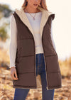 PRETTYGARDEN Womens Fall Reversible Vests Sleeveless Fleece Jacket Zip Up Hoodie Pockets Long Warm Winter Coat Outerwear