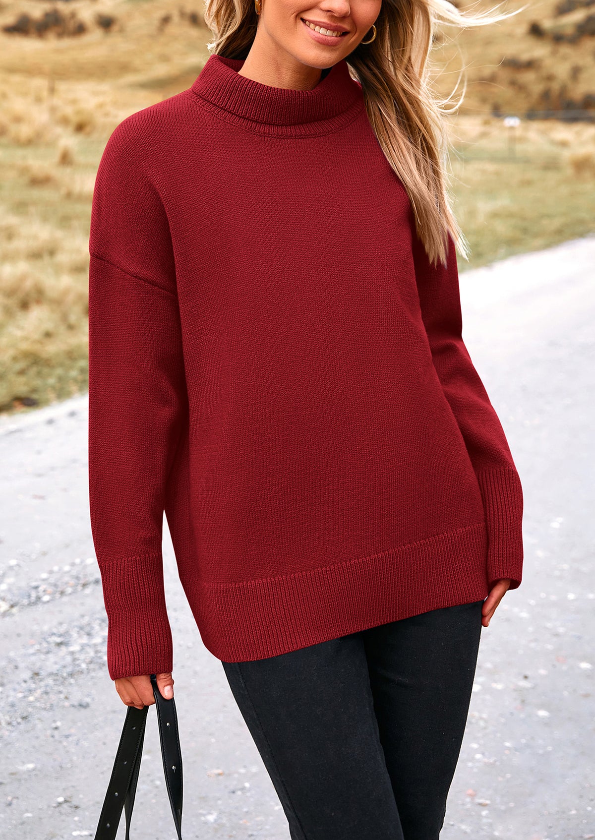Long Sleeve Oversized Chunky Knitted Casual Turtleneck Sweaters