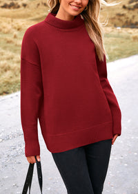 Long Sleeve Oversized Chunky Knitted Casual Turtleneck Sweaters