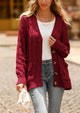 Knitted Solid Color Button Down Chunky Outwear Cardigan