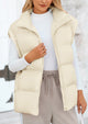Casual Stand Collar Lightweight Sleeveless Zip Up Padded Coats