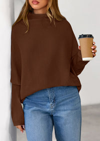 PRETTYGARDEN Womens Sweaters Fall Fashion Casual Loose Turtleneck Batwing Long Sleeve Knit Sweater Pullover Tops