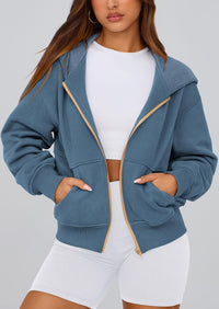 Y2K Zip Up Hoodie Long Sleeve Loose Fit Pockets Casual Sweatshirt