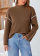 Chunky Knit  Casual Long Sleeve Mock Neck Oversized Loose Sweaters