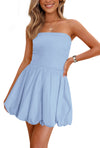 PRETTYGARDEN Women's Bubble Mini Short Dress 2025 Summer Casual A Line Strapless Tube Top Sundress Trendy Smocked Dresses