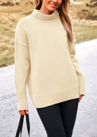 Long Sleeve Oversized Chunky Knitted Casual Turtleneck Sweaters