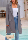 PRETTYGARDEN Women's Spring Fall Long Blazer Jackets Long Sleeve Lapel Pockets Loose Fit Work Casual Blazers Outerwear
