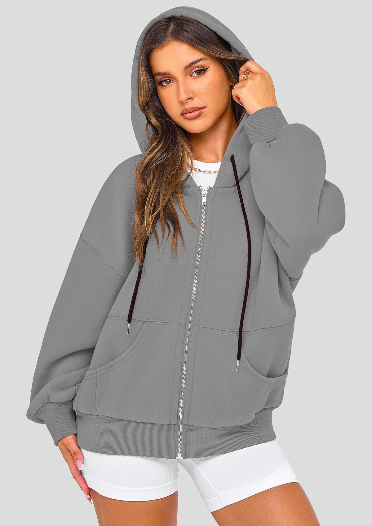 Zip Up Long Sleeve Loose Fit Y2K Casual Hoodies Cardigan