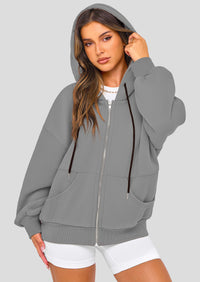 Zip Up Long Sleeve Loose Fit Y2K Casual Hoodies Cardigan