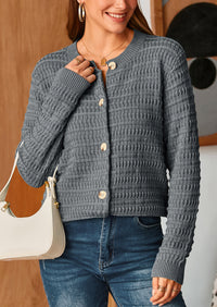 Knit Cardigan Long Sleeve Open Front Button Down Jacket