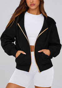 Y2K Zip Up Hoodie Long Sleeve Loose Fit Pockets Casual Sweatshirt