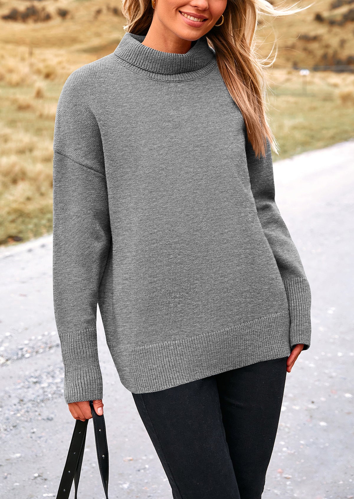 Long Sleeve Oversized Chunky Knitted Casual Turtleneck Sweaters