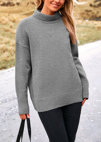 Long Sleeve Oversized Chunky Knitted Casual Turtleneck Sweaters