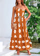 One Shoulder Spaghetti Strap Printed A Line Flowy Boho Maxi Long Sundress