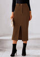 Casual Work High Waisted Long Slit Corduroy Midi Pencil Skirts