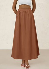 Ruffle High Waisted Casual Long Flowy Maxi Skirts with Pockets