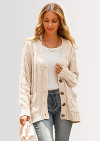PRETTYGARDEN Women's Open Front Cardigan Sweaters Fall Fashion Button Down Cable Knit Chunky Winter Outerwear Coats