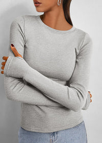 Casual Long Sleeved Round Neck Y2k Top