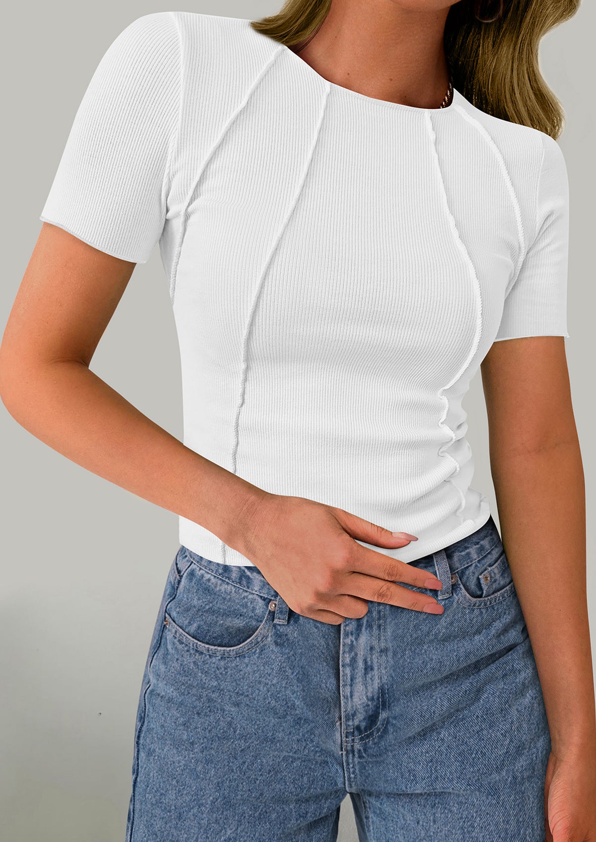 Short Sleeved Casual Round Neck Slim Fit T-Shirt