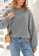 Casual Crew Neck Long Sleeve Pullover Ribbed Knit Loose Fit Sweaters