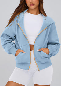 Y2K Zip Up Hoodie Long Sleeve Loose Fit Pockets Casual Sweatshirt