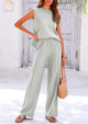 Pullover Tops And Wide Leg Pants Casual Two Piece Sets